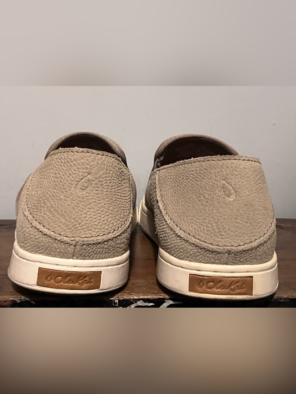 OluKai Pehuea Leather Slip-On Sneakers Clay - Picture 9 of 12